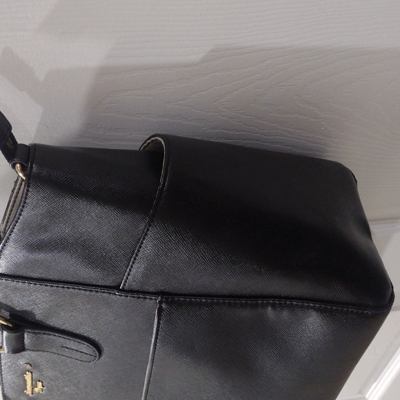 Samantha Vega Black Leather 2 ways Shoulder Bag Handbag - Good Condition - Picture 4 of 15